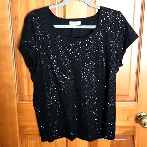 Calvin Klein Black Sequin Tshirt, short sleeve, Size L